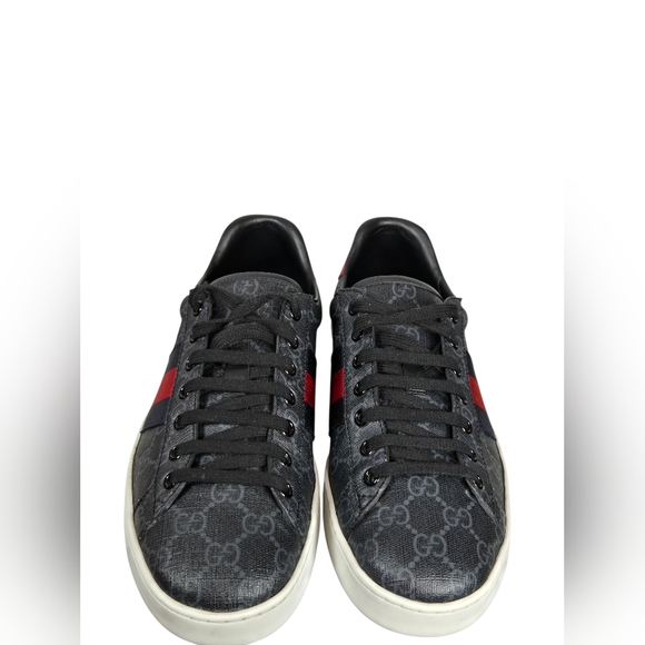 Gucci Ace GG Supreme Canvas Sneakers Black Web Stripe Sz 9 EU 43 429445 - Picture 13 of 16